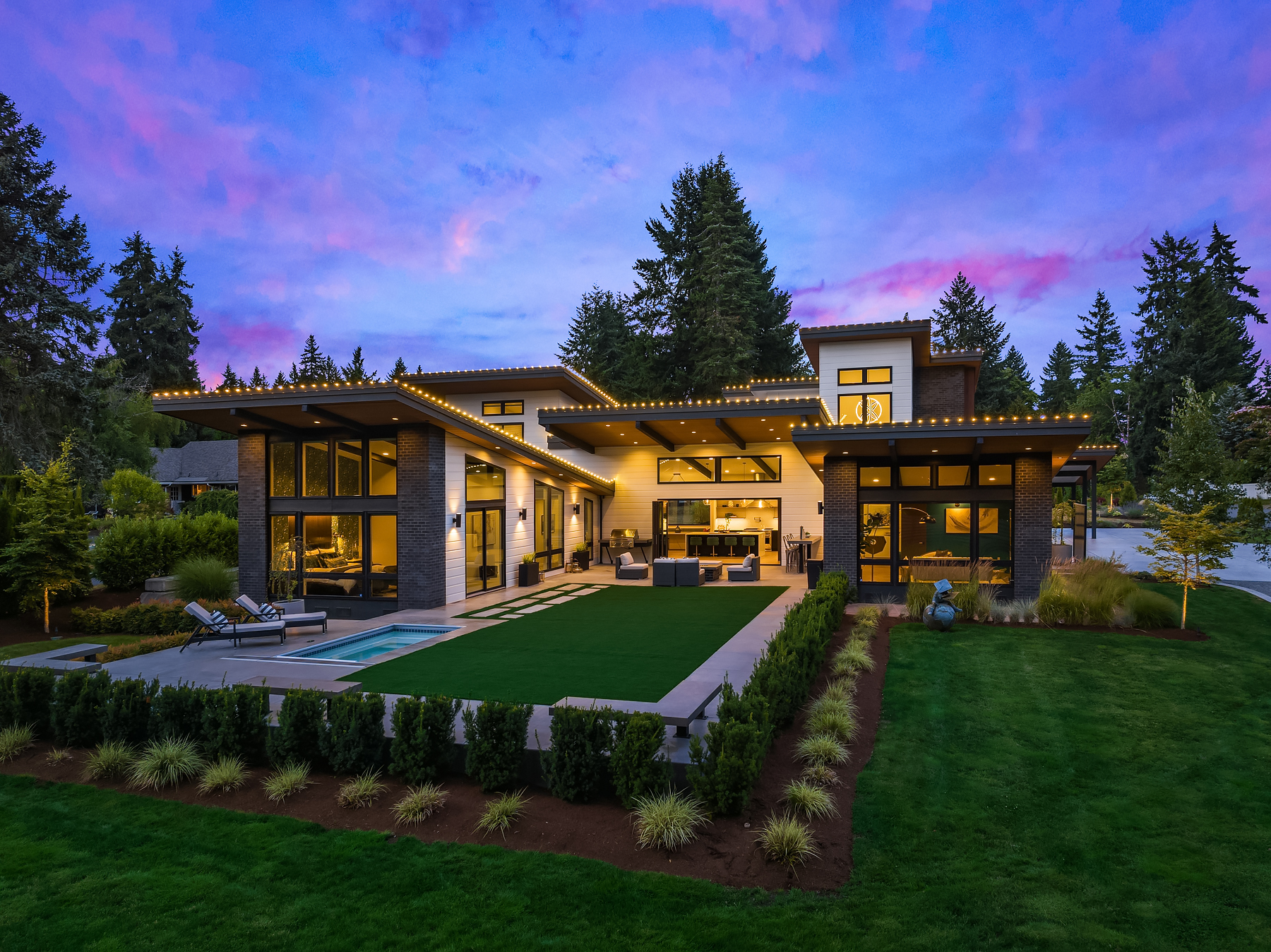 Twilight photography of a luxury Eastside listing